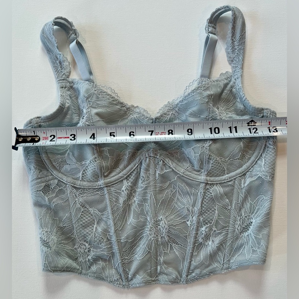 Gilly Hicks Lace Bustier in Soft Gray Floral Stitching Medium - Picture 5 of 9